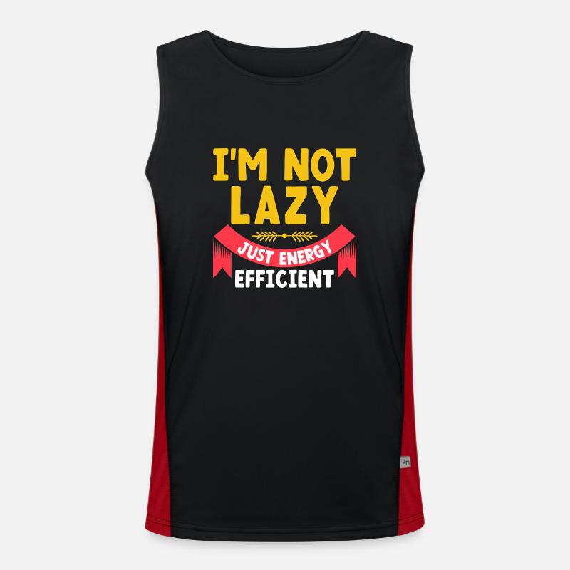 I'm Not Lazy Just Energy Efficient Sarcasm Men's Functional Contrast Tank Top 