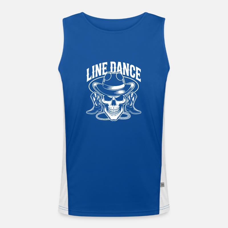 Line Dance Skull mit Stetson und Boots Funktionelles Kontrast-Tank Top für Männer 