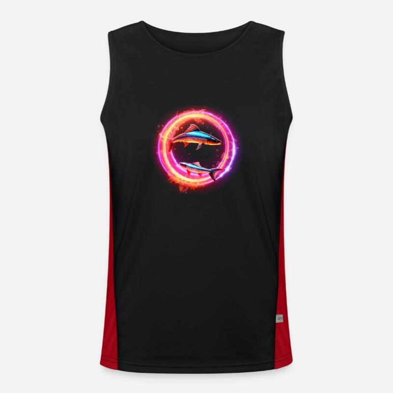 Pisces Hypno Neon Ring Men's Functional Contrast Tank Top 