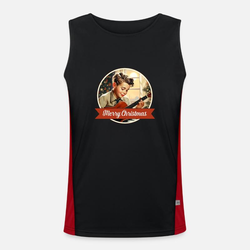 Junge spielt ein Weihnachtslied Funktionelles Kontrast-Tank Top für Männer 