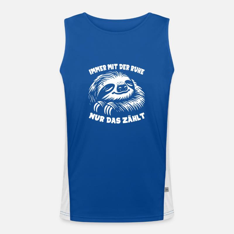 Faultier cool nur keinen Stress immer mit der Ruhe Funktionelles Kontrast-Tank Top für Männer 