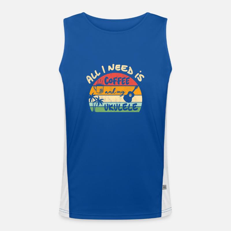 All I need is coffee and my Ukulele - retro sunset Funktionelles Kontrast-Tank Top für Männer 