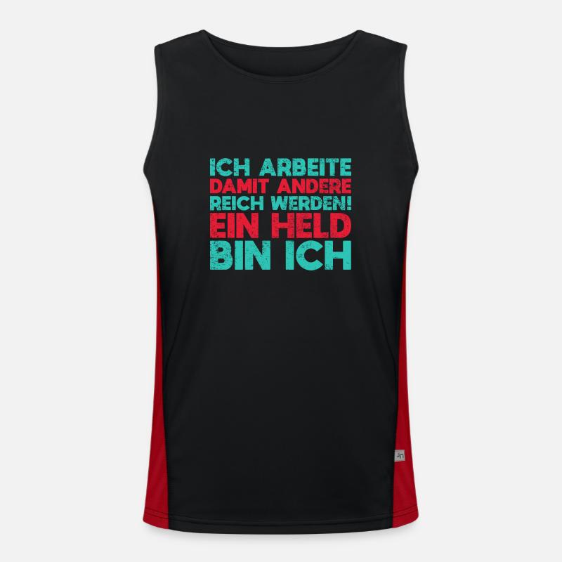 Ich Arbeite, Damit Andere Reich Werden Ein Held... Funktionelles Kontrast-Tank Top für Männer 