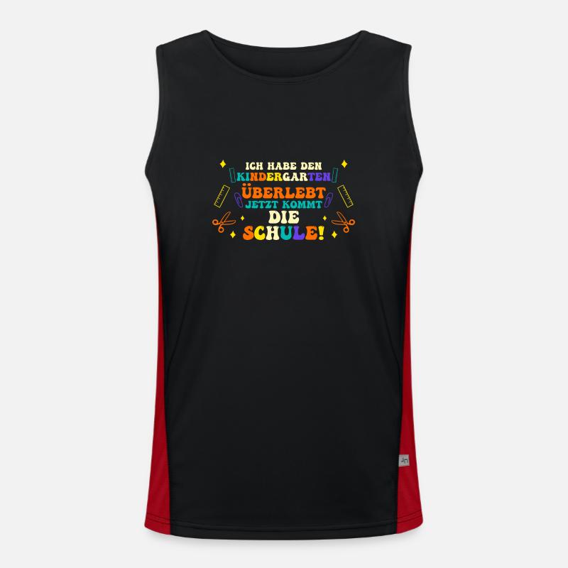 1 Grade School Child Back to School Kindergarten Kita E Men's Functional Contrast Tank Top 