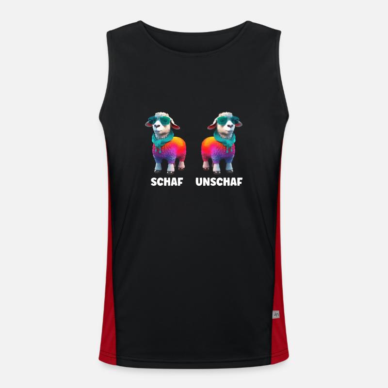 Lustiges Schaf Unschaf Cooler Schaf Unschaf Spruch Funktionelles Kontrast-Tank Top für Männer 