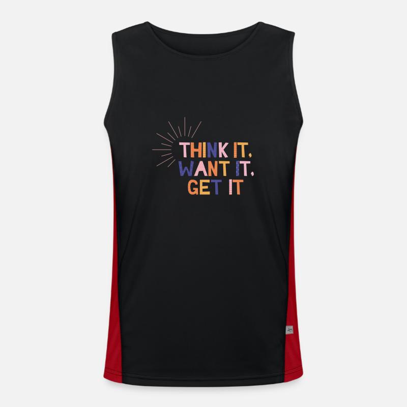 Think It Want It Get It - Men's Functional Contrast Tank Top  - black/red