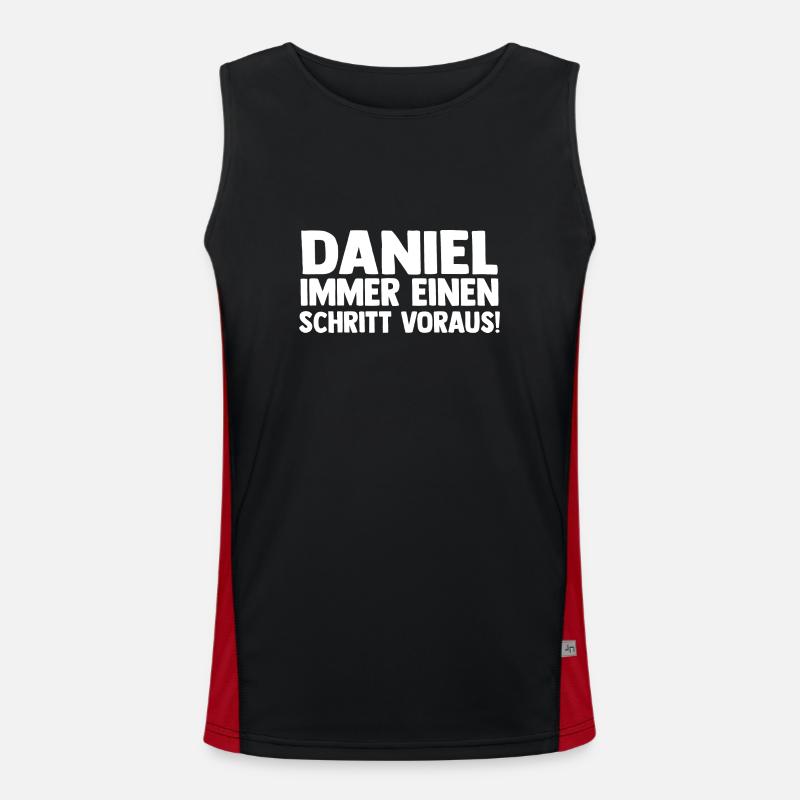 First name Daniel - Men's Functional Contrast Tank Top  - black/red