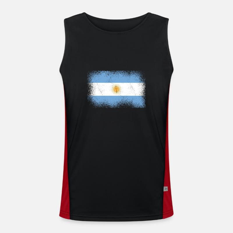 Drapeau de l’Argentine Amérique du Sud Drapeau argentin Débardeur respirant contrasté Homme 