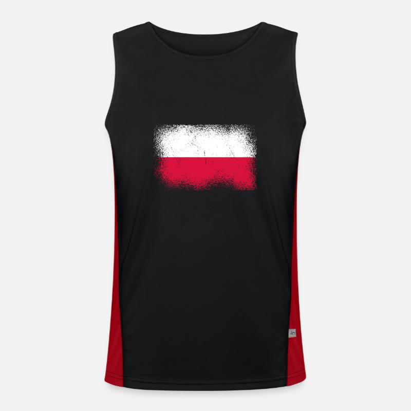 Pologne Drapeau utilisé Look Polska Drapeau polonais Débardeur respirant contrasté Homme 