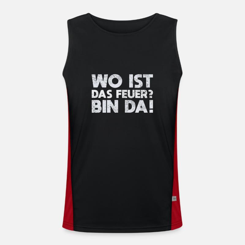 Wo Ist Das Feuer? Bin Da! Funktionelles Kontrast-Tank Top für Männer 