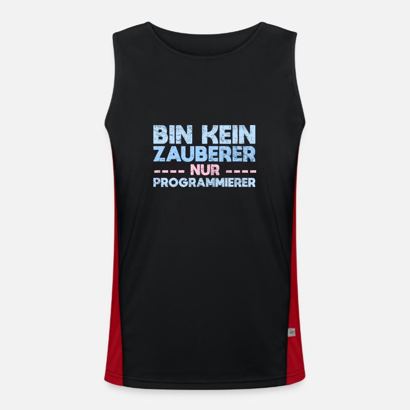 Bin Kein Zauberer, Nur Programmierer Funktionelles Kontrast-Tank Top für Männer 