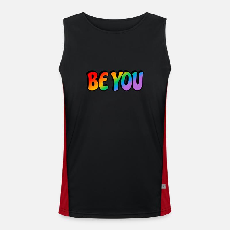 Sei du Regenbogen Text LGBTQ Pride Monat Funktionelles Kontrast-Tank Top für Männer 