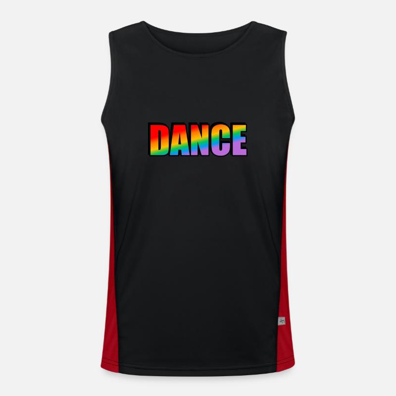 Dance rainbow text LGBTQ pride - Men's Functional Contrast Tank Top  - black/red