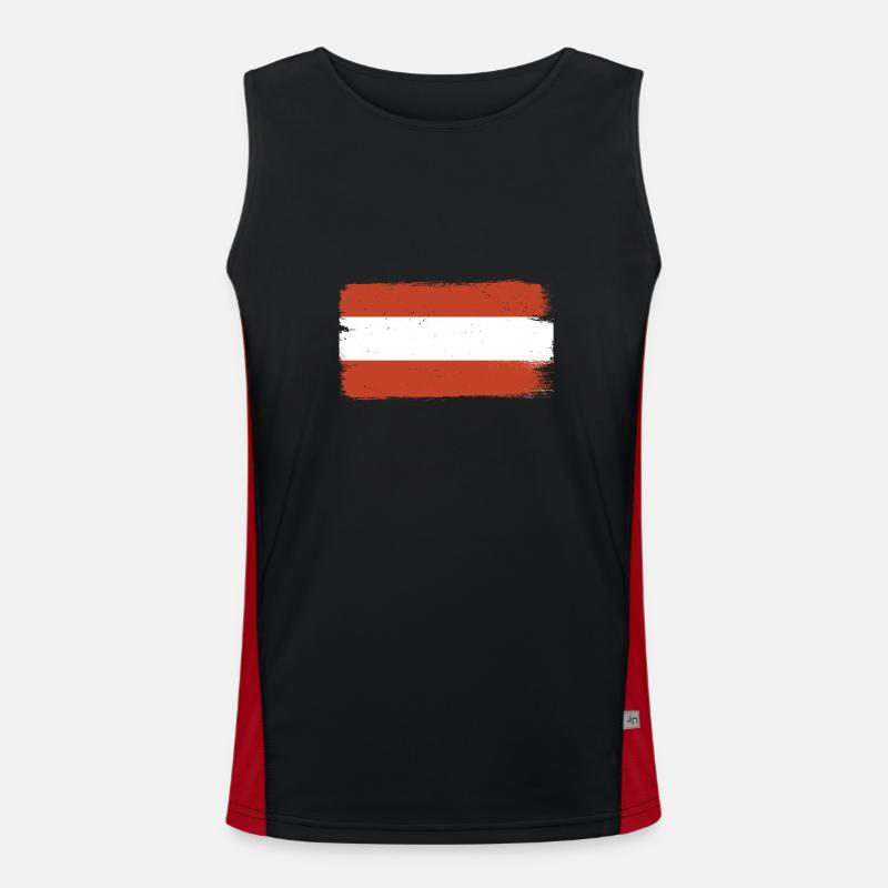 Austria Flag Austria Austrian Flag AT Men's Functional Contrast Tank Top 