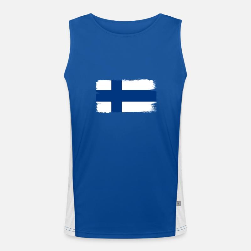 Drapeau de la Finlande Suomi Drapeau finlandais Aspect utilisé Débardeur respirant contrasté Homme 
