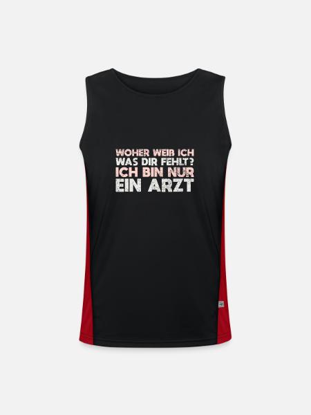 Woher Weiß Ich, Was Dir Fehlt? Ich Bin Nur... - Funktionelles Kontrast-Tank Top für Männer  - Schwarz/Rot - Vorne