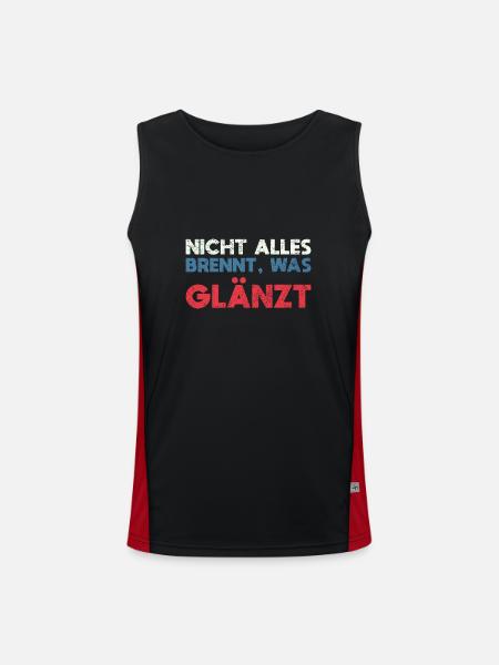Nicht Alles Brennt, Was Glänzt - Funktionelles Kontrast-Tank Top für Männer  - Schwarz/Rot - Vorne