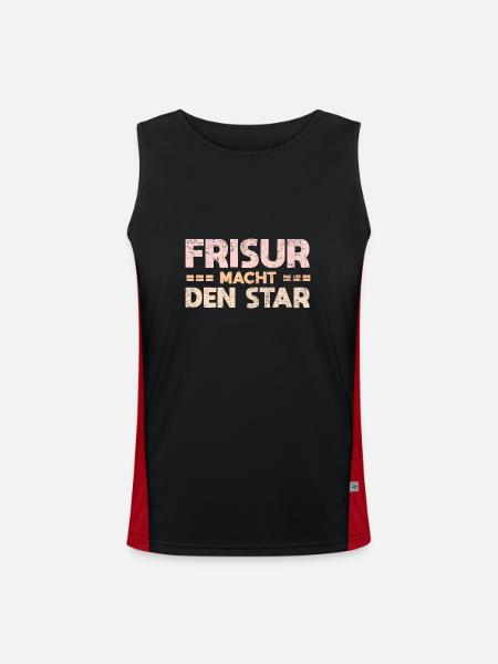 Frisur Macht Den Star - Funktionelles Kontrast-Tank Top für Männer  - Schwarz/Rot - Vorne