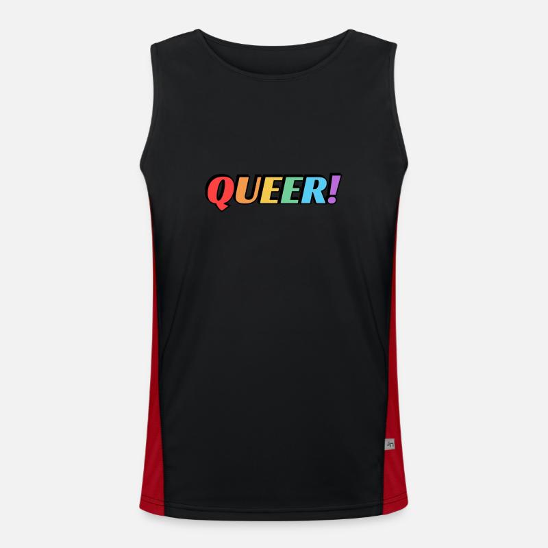 Queerer Regenbogentext Funktionelles Kontrast-Tank Top für Männer 