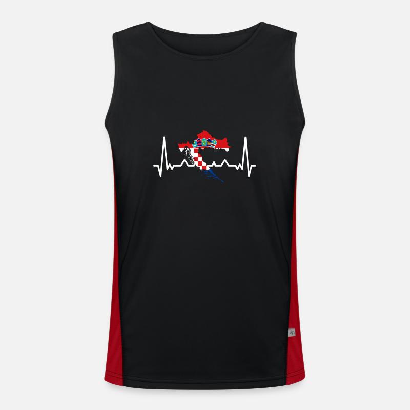 Drapeau de la Croatie Pulse Adriatique Zagreb Drapeau croate Débardeur respirant contrasté Homme 