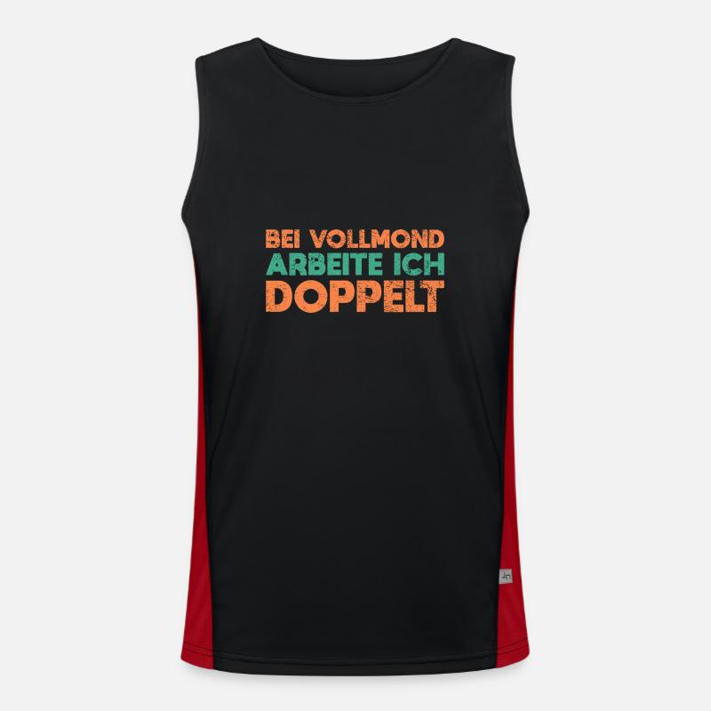 Bei Vollmond Arbeite Ich Doppelt Funktionelles Kontrast-Tank Top für Männer 