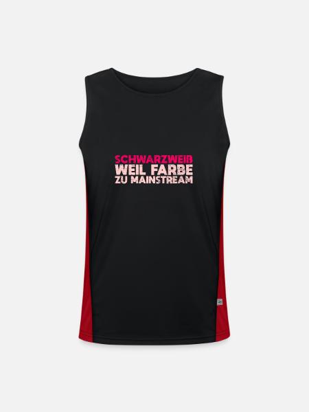 Schwarzweiß, Weil Farbe Zu Mainstream - Funktionelles Kontrast-Tank Top für Männer  - Schwarz/Rot - Vorne