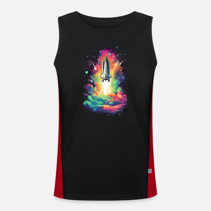 Space Shuttle Raketenstart Funktionelles Kontrast-Tank Top für Männer 