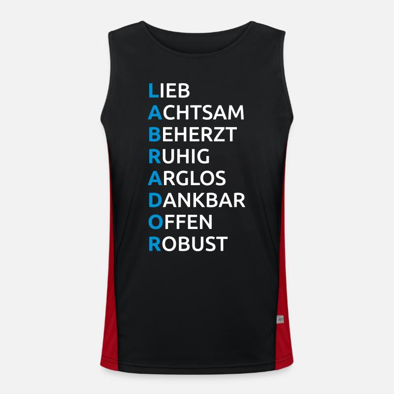 Labrador Eigenschaften Spruch Funktionelles Kontrast-Tank Top für Männer 