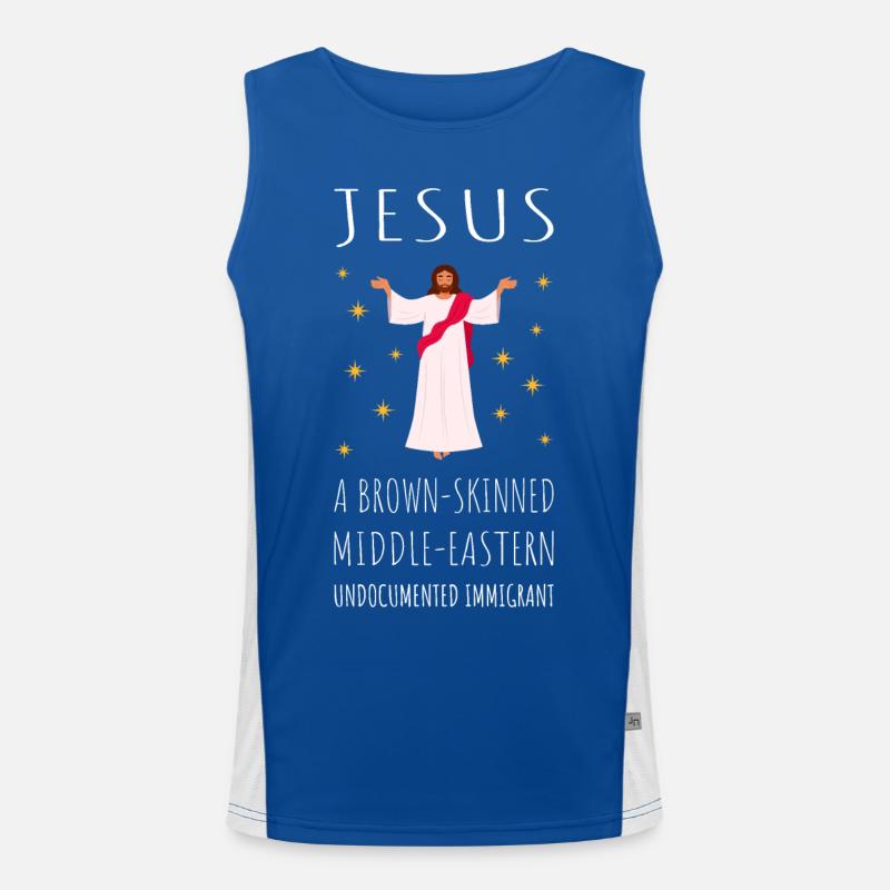 Jesus - A Brown-Skinned Middle-Eastern Immigrant Men's Functional Contrast Tank Top 
