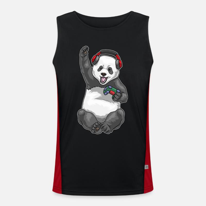 Panda Gamer Controller - Men's Functional Contrast Tank Top - black/red