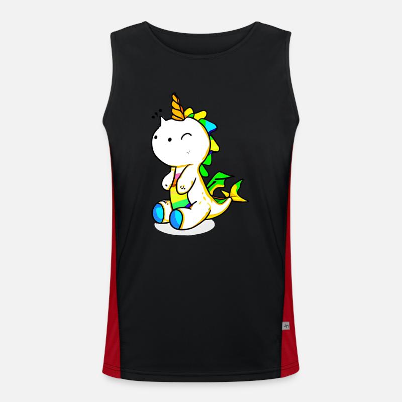 Dino Einhorn Funktionelles Kontrast-Tank Top für Männer 