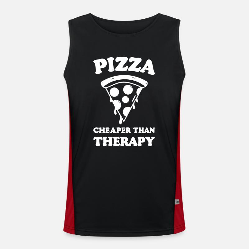 Pizza Cheaper than Therapy - Men's Functional Contrast Tank Top - black/red