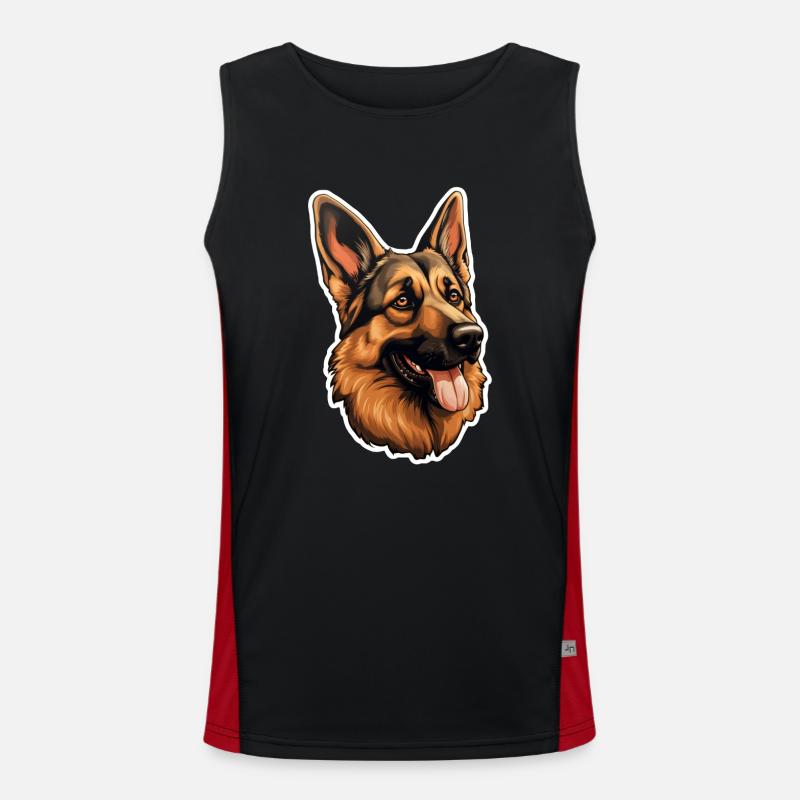 German Shepherd's Head German - Men's Functional Contrast Tank Top  - black/red
