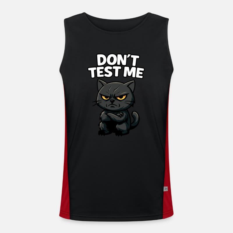 Don’t Test Me | Angry Black Cat Funny Sarcastic -W Men's Functional Contrast Tank Top 
