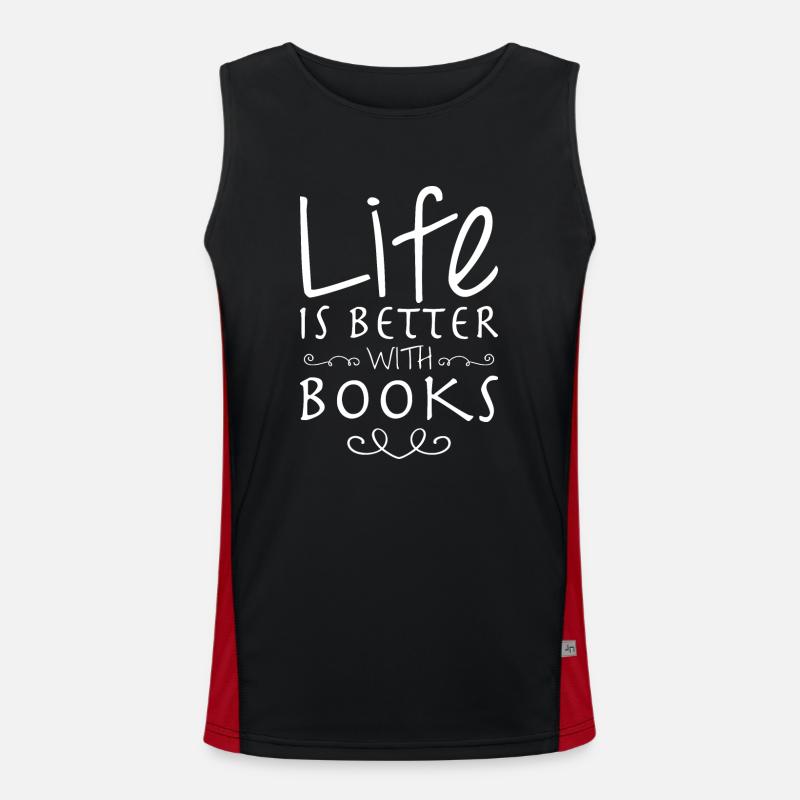 Leben ist besser mit Büchern Funktionelles Kontrast-Tank Top für Männer 