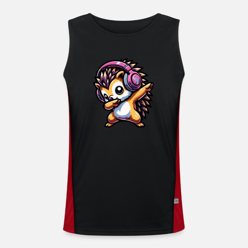Dabbing Hedgehog - Men's Functional Contrast Tank Top  - black/red