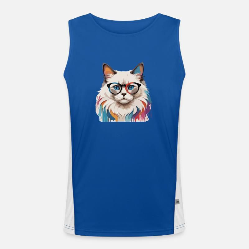 Ragdoll chat mignon cool avec des lunettes Débardeur respirant contrasté Homme 