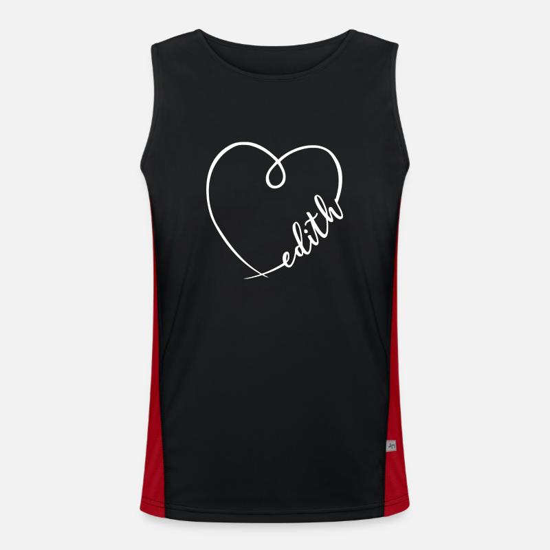 Edith Name Calligraphy Heart - Men's Functional Contrast Tank Top  - black/red