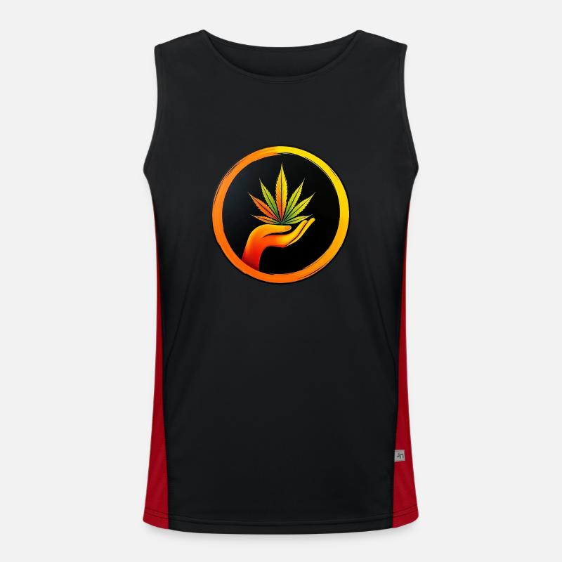 Marijuana leaf - LOGO button 1 Men's Functional Contrast Tank Top 