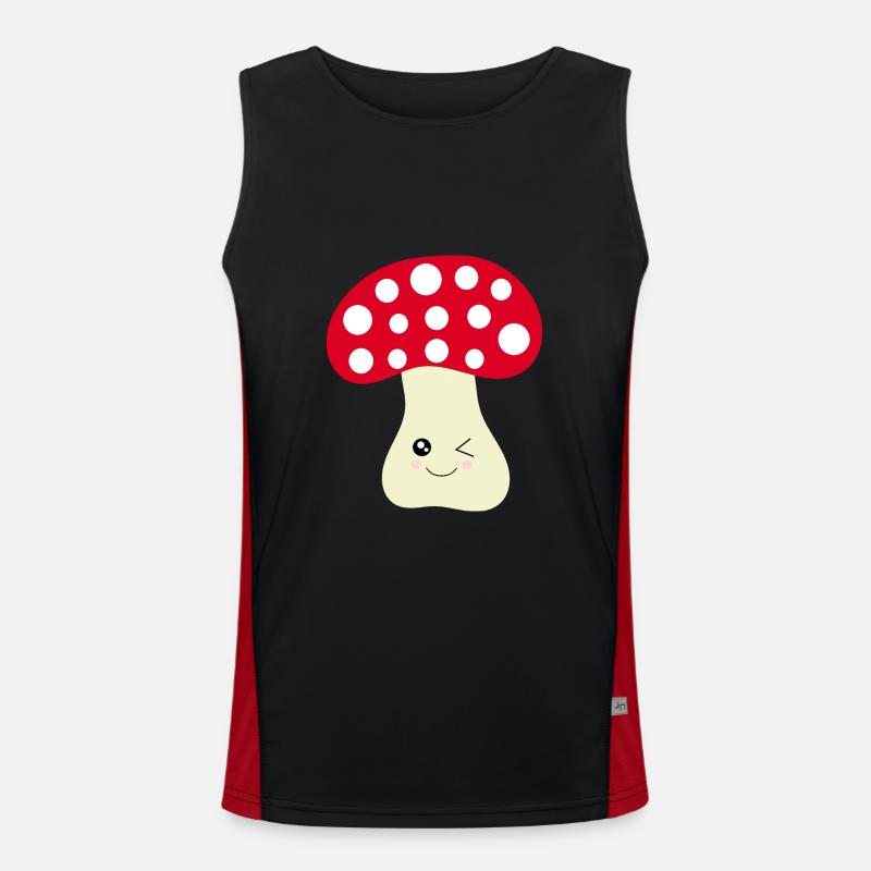Kawaii champignon Toadstool mignon rouge avec visage Débardeur respirant contrasté Homme 