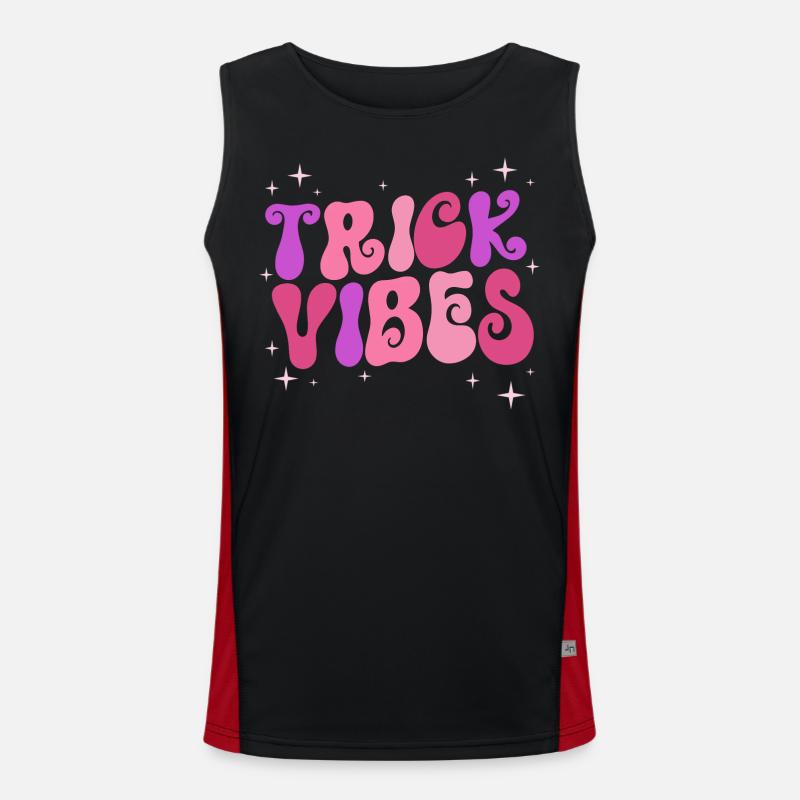 Trick Vibes Joke Funny Halloween Men's Functional Contrast Tank Top 