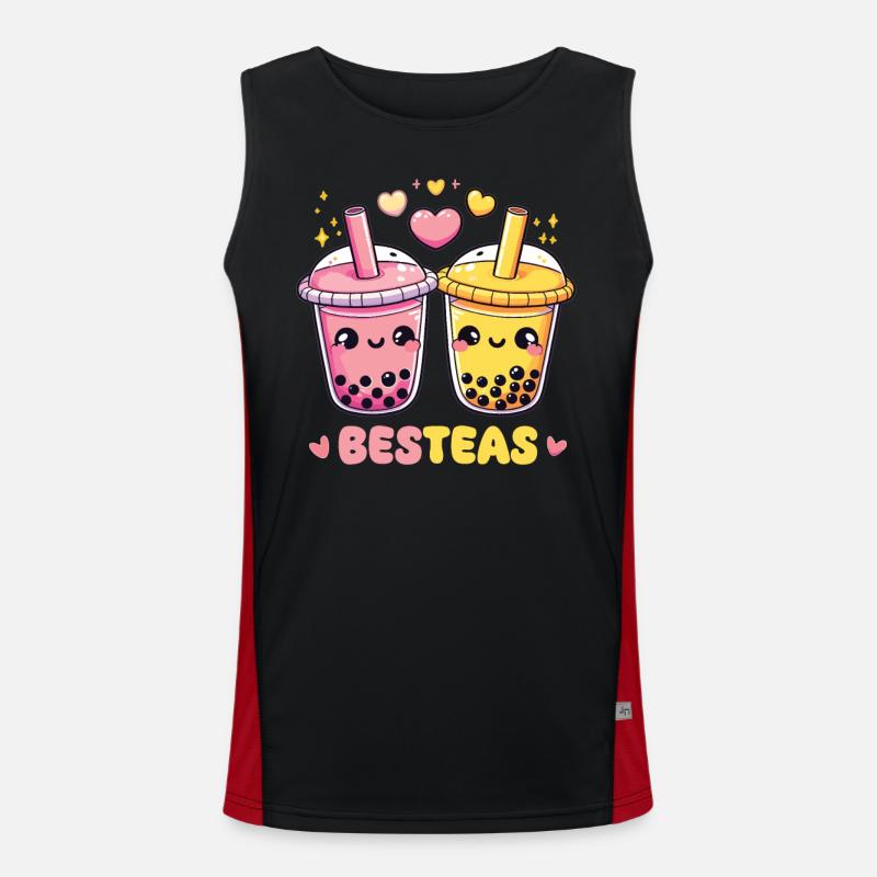 Best-Teas mignon kawaii bubble tea boba tea Débardeur respirant contrasté Homme 