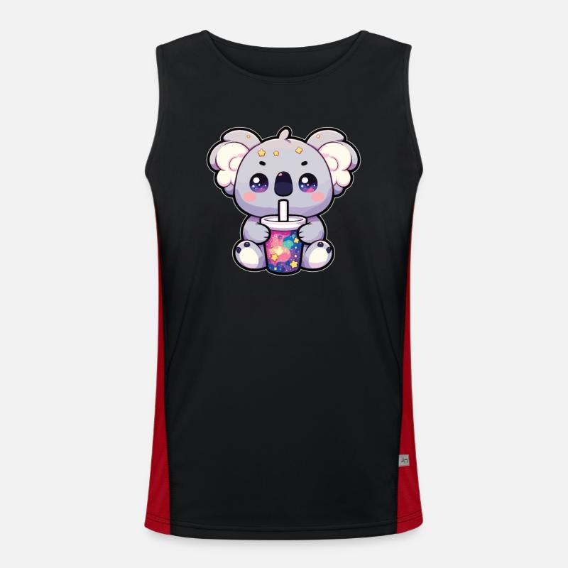 Koalas Drinking Bubble Tea Galaxy Boba Koala Men's Functional Contrast Tank Top 
