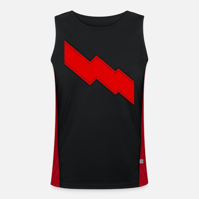 Roter Blitz Zeichen Geschenk Funktionelles Kontrast-Tank Top für Männer 