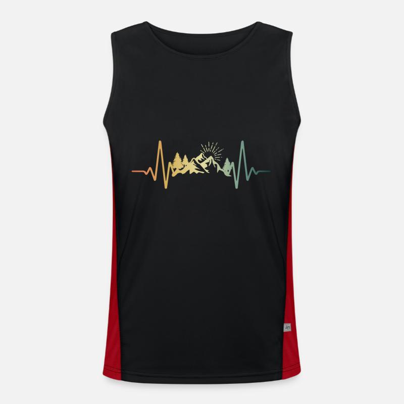 Heartbeat Mountains ECG Pulse Men's Functional Contrast Tank Top 