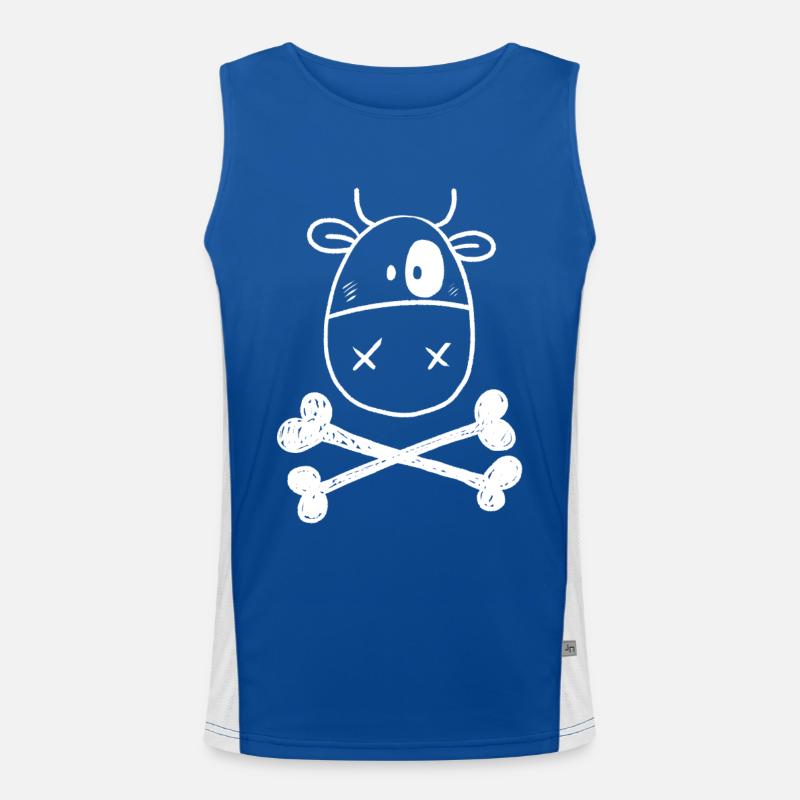 Vache de pirate je bœuf je cadeau de bande dessinée de drapeau de pirate Débardeur respirant contrasté Homme 