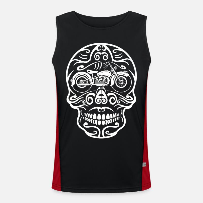 Skull Retro Motorcycle - Men's Functional Contrast Tank Top - black/red