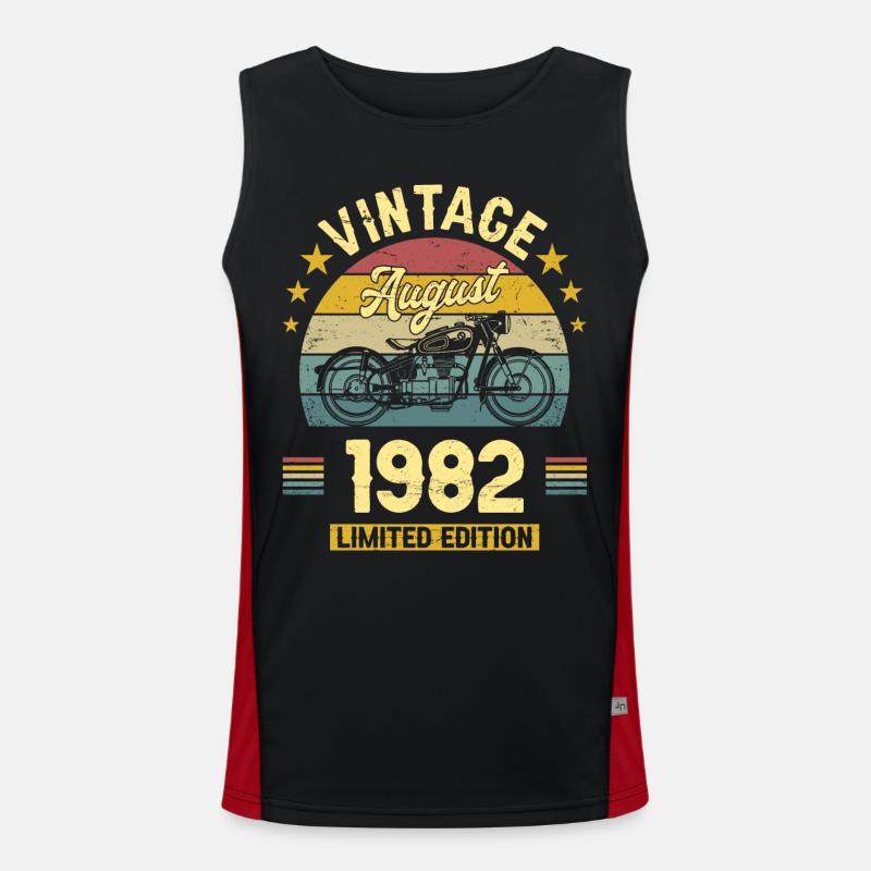 Vintage August 1982 40 years Anniversary Men's Functional Contrast Tank Top 
