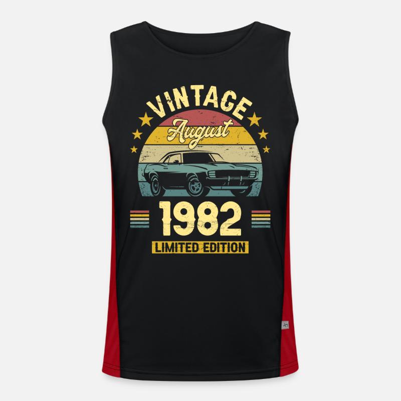 Vintage August 1982 40 years Anniversary Men's Functional Contrast Tank Top 