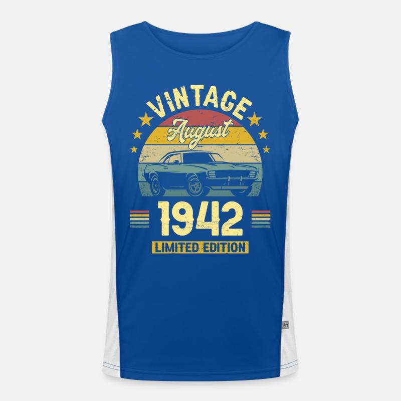 Vintage August 1942 80 years Anniversary Men's Functional Contrast Tank Top 
